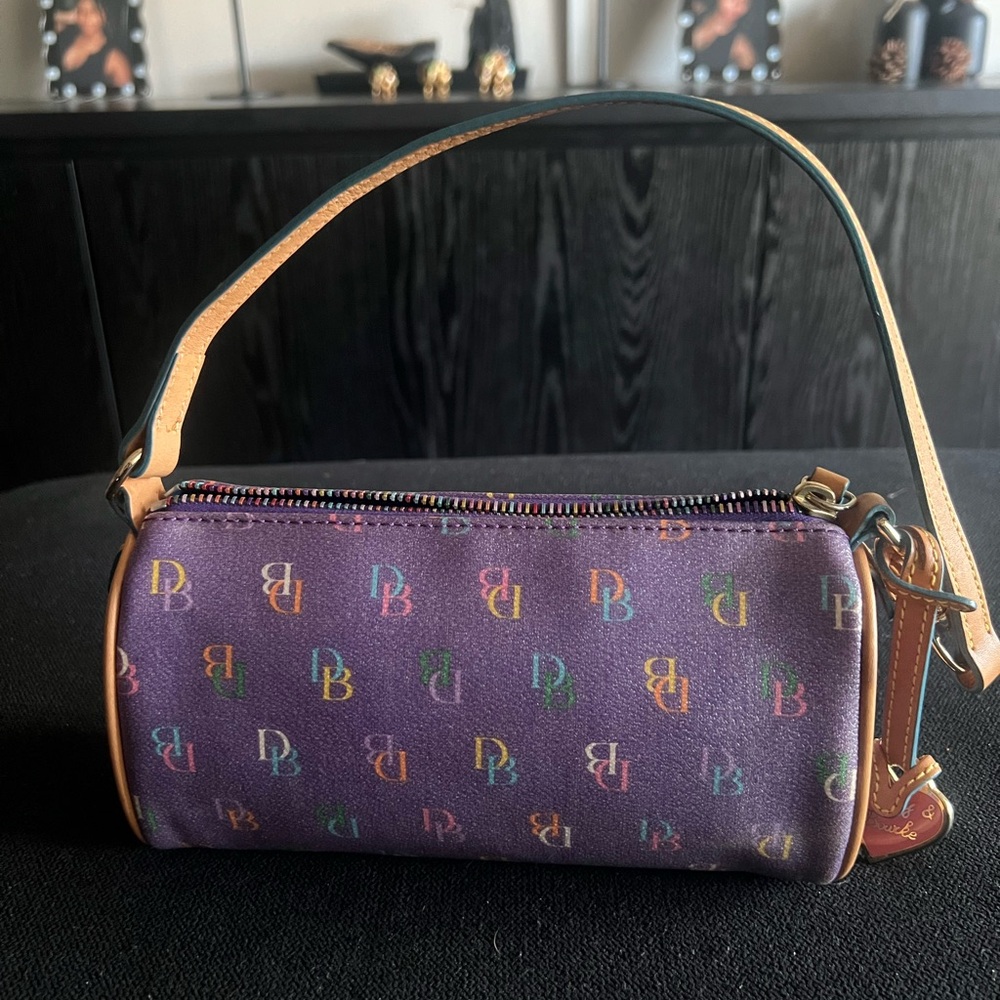Dooney & Bourke Y2K Purple Rainbow Logo Barrel Bag